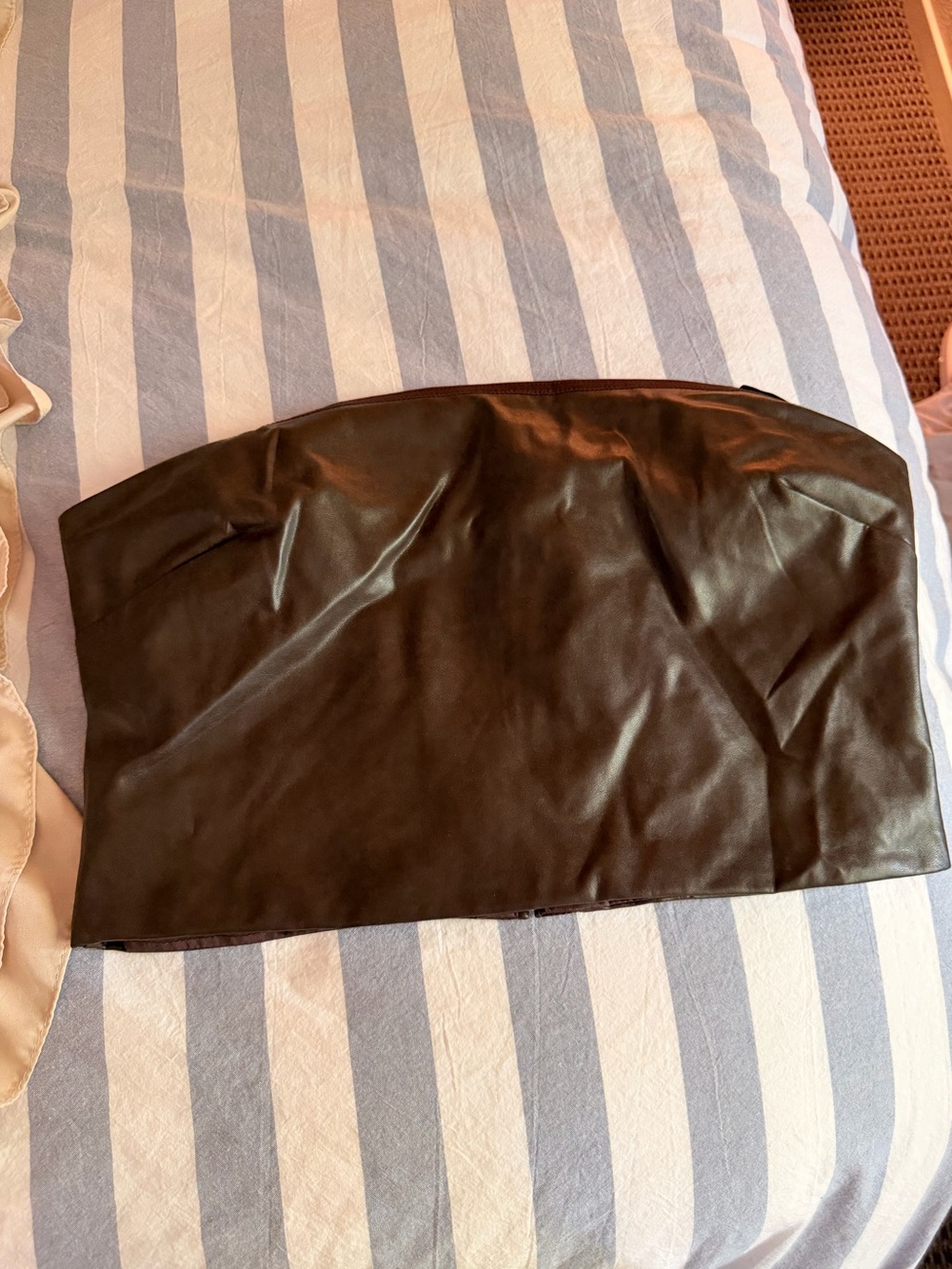 Aritzia Faux Leather Strapless Crop Top